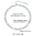 thumbnail image 2 of PROSTEEL 6mm Silver Anklet Bracelet for Women, Stainless Steel Figaro Chain Summer Beach Anklet Foot Chain Jewelry Birthday Gift, 2 of 7