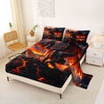 thumbnail image 2 of Feelyou Black Red Dragon Full Size Sheets for Boys Men Kids, Volcanic Cartoon Animal Bed Sheets, 4pcs, 2 of 5