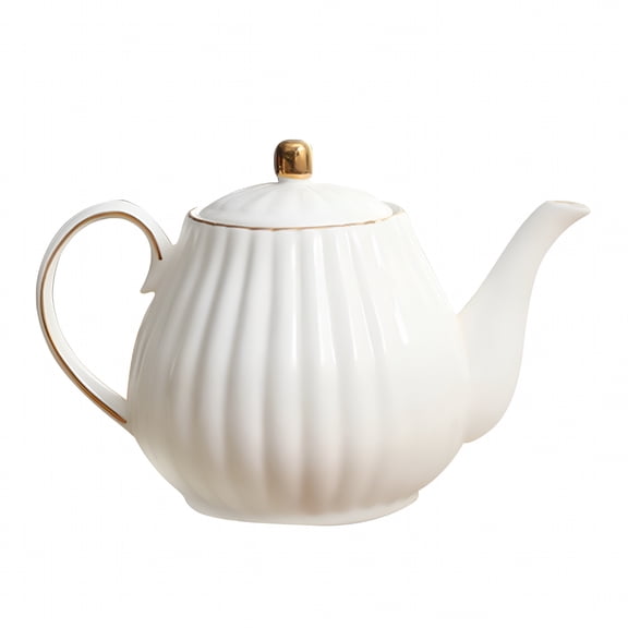 ACDANC European Style Ceramic Teapot Porcelain Coffee Pot with Removable Infuser Water Pot Loose Leaf Teapot for Home (White)