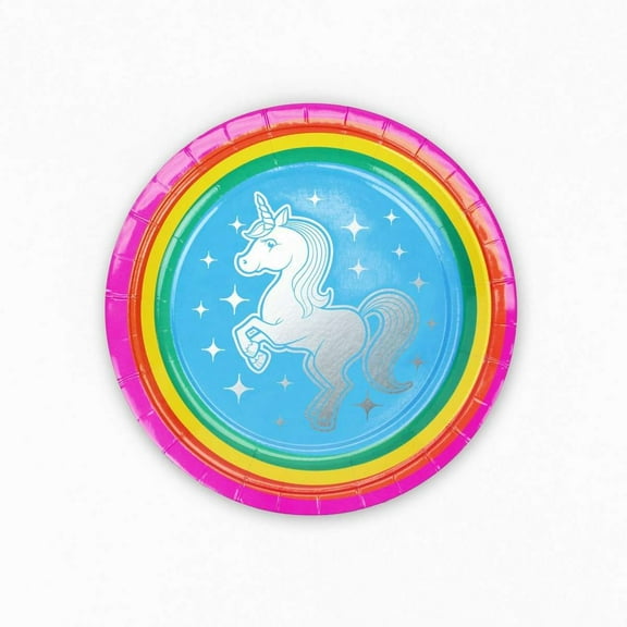 Silver Lining Rainbow Unicorn Dessert Plates (8 Pack)