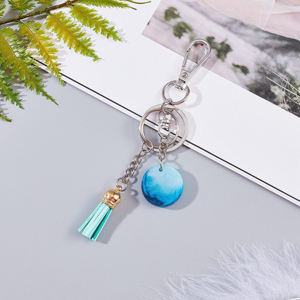 DIY Jewelry Sets Kits with Silicone Pendant Molds Faux Suede Tassel Pendant Iron Split Key Rings & Earring Hooks Nail Art Sequins Clear