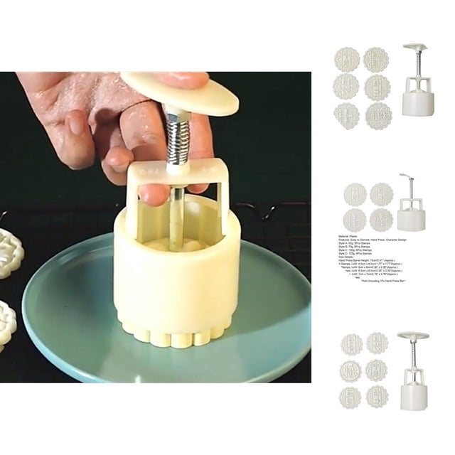 1 Set Mooncake Mold Moule à Gâteau Rond en Forme Alimentaire Antiadhésif pour Pâtisseries Caractère Chinois
