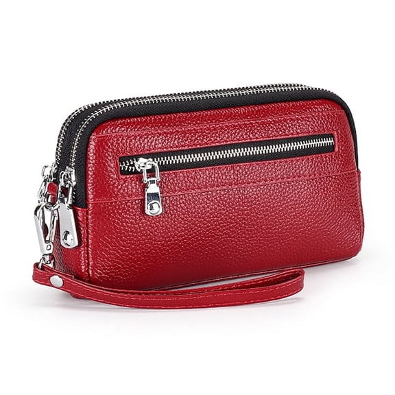 Genuine Leather Women Clutch Purse Chain Crossbody Bag for Ladies Coin Purses Long Zipper wallet female Cowboy messenger bag