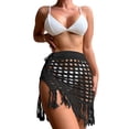 thumbnail image 2 of Musuos Women Knitted Beach Summer Cover-Ups Solid Color Hollow-Out See-Through Tassel Mini Beach Skirts, 2 of 4