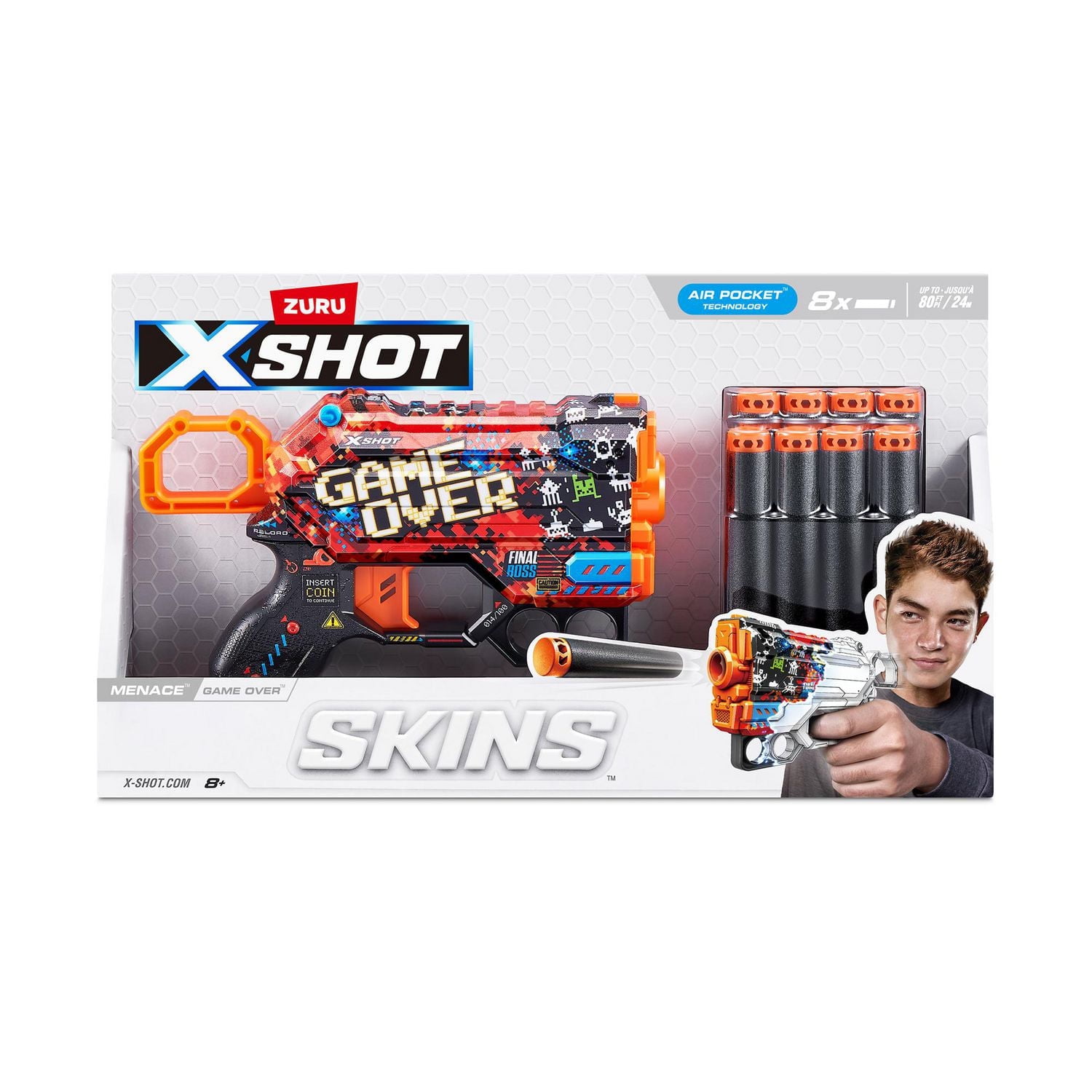 XSHOT Skins Menace Dart Blaster - Game Over (8 Darts) by ZURU