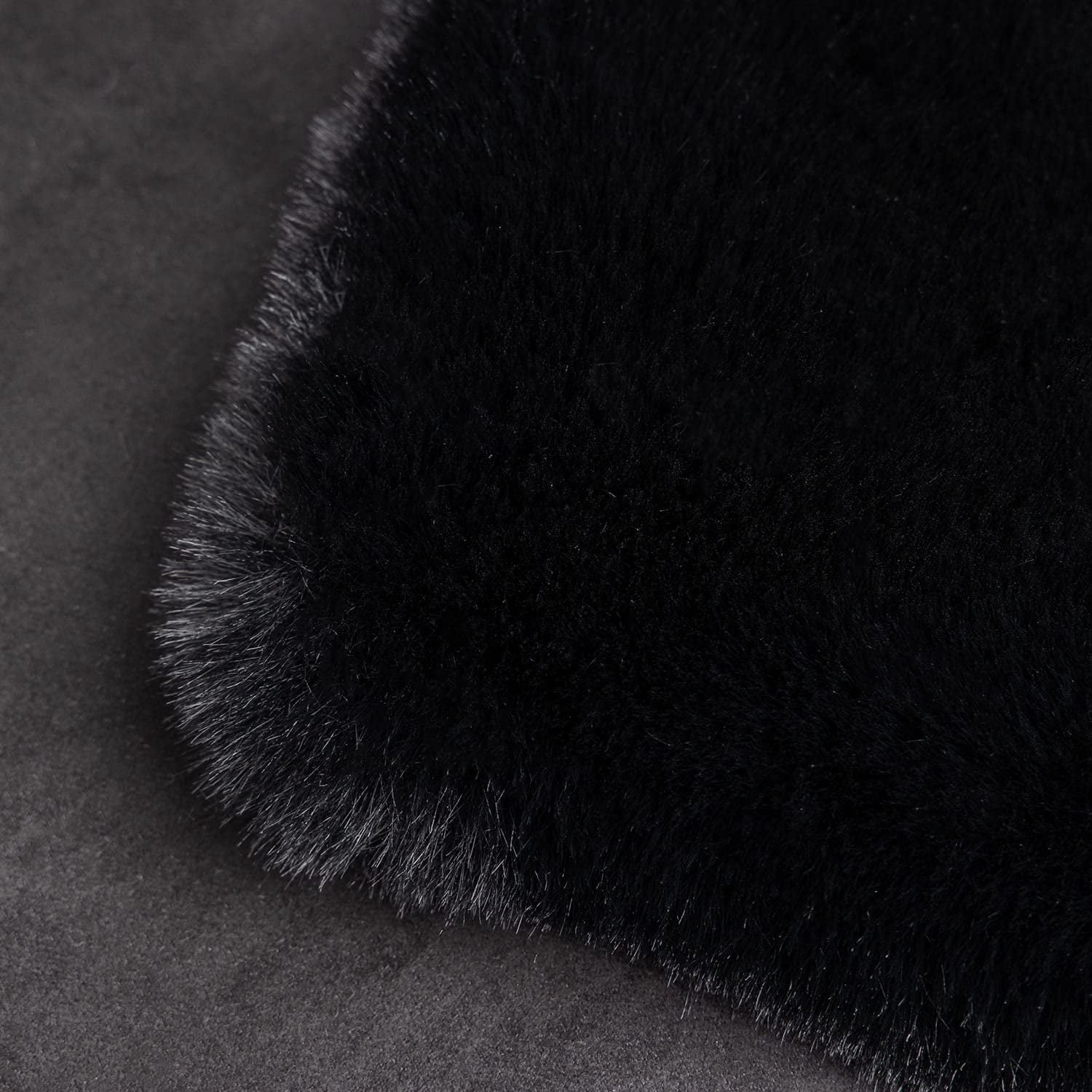 Ghouse 6x6 Soft Black Faux Fur Round Rug, Machine Washable Area Rugs for Bedroom Fluffy Rugs for Living Room,Carpet Sheepskin Rug