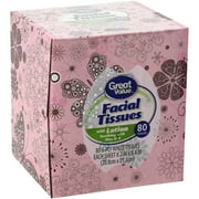 Great Value Facial Tissues with Lotion, 8.2" X 8.4", 80 Count