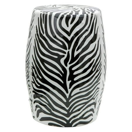 - Oriental Furniture Zebra Leaf Porcelain 18 in. Garden Stool