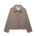 thumbnail image 3 of Ladies' Solid Color Fashionable Long Sleeved Button Casual Top, Jacket Jacket Jacket for Fall and Winter, Pilot Style, Winter Clothes for Women,Khaki,M, 3 of 5