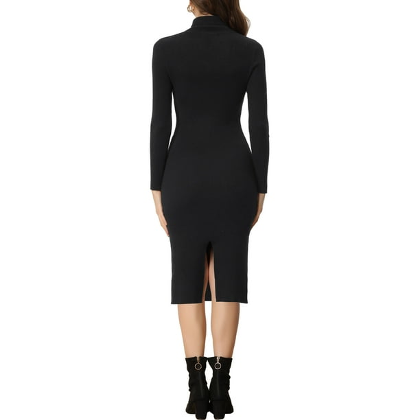 MODA NOVA Mock Neck Knit Sweater Dress for Juniors Long Sleeve Winter Midi  Dresses - Walmart Business Supplies