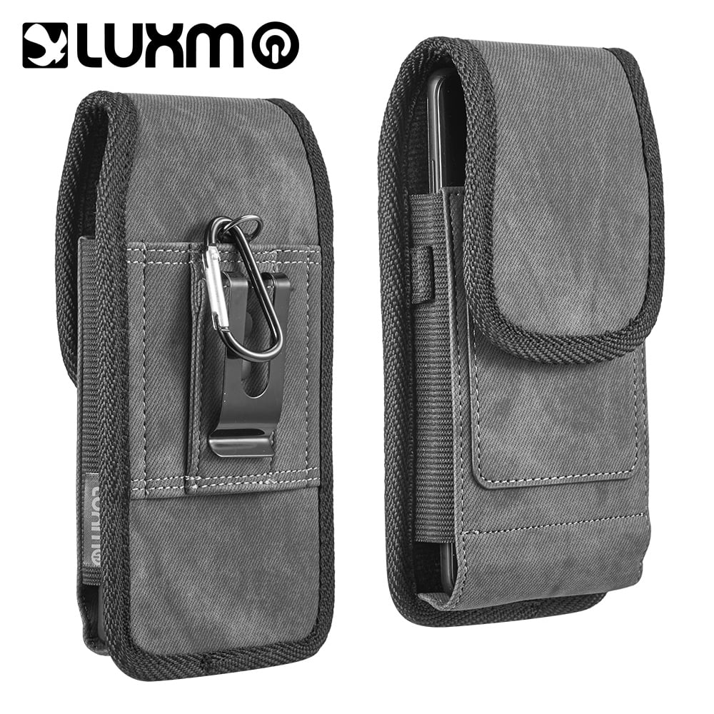 USA Made Dual Phone Holster Carries 2 MEDIUM Phones - Black Leather  Vertical Pouch Case with Executive