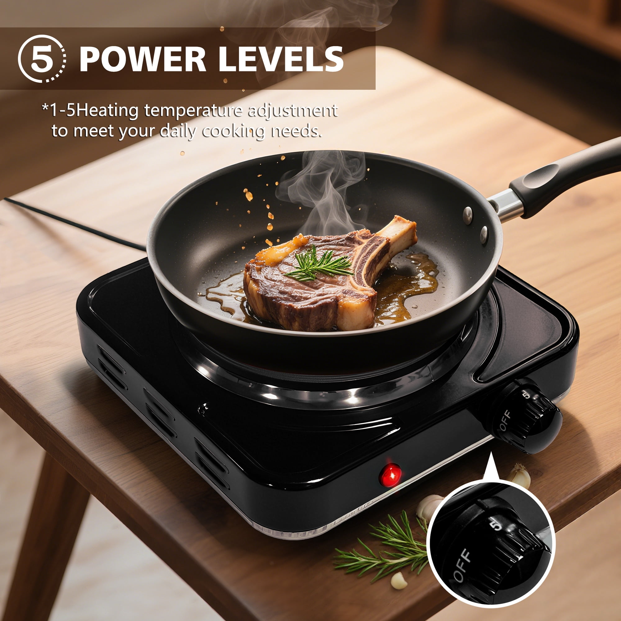 Electric Hot Plate, 1000W Countertop Burner,Cast Iron Single Burner ,Portable Electric Stove, Portable Single Burner for Cooking,Easy to Clean, White.