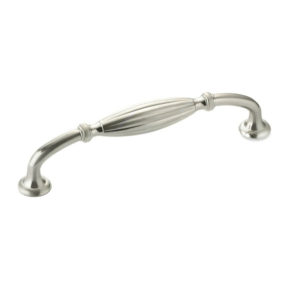 Rok Hardware Carved Melon Style 5-1/32" (128mm) Hole Center, 5-23/32" Length Cabinet Hardware Pull/Handle, Brushed Nickel