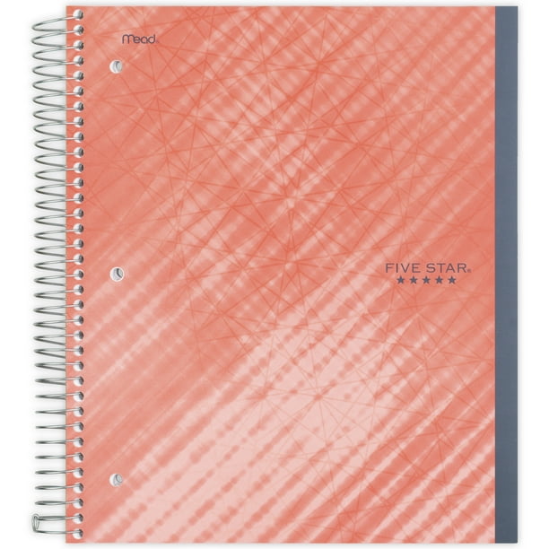 Five Star Performance 5 Subject College Ruled Wire bound Notebook, Red