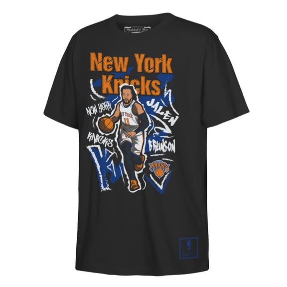 Youth Mitchell & Ness Jalen Brunson Black New York Knicks Chalked Up Player T-Shirt