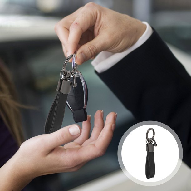 unbranded Colgante Llavero Negro De Cuero Con Cierre Ideal Para Organizar Llaves De Casa Y Auto