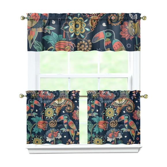 Vintage Paisley Blackout Curtains - 3-Piece Boho Room Darkening Drapes for Living Room & Bedroom