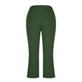 thumbnail image 6 of Minjewel Pants for Women - Summer Solid Elastic Waist Sports Yoga Pants with Zipper at Legs - Casual 7/8 Length Bottoms Capri Pants for Women,Army Green L, 6 of 7