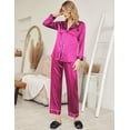 thumbnail image 2 of Ekouaer Women's Classic Button Down Long Satin Silk Pajama Set, 2 of 6
