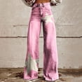 thumbnail image 5 of Women's Casual Pants Wide Leg Pants Women'S High Waisted Flower Patterned Pants Lightweight And Loose Casual Colorful Pants Heavyweight Pants,Pink Women's Casual Pants L, 5 of 7