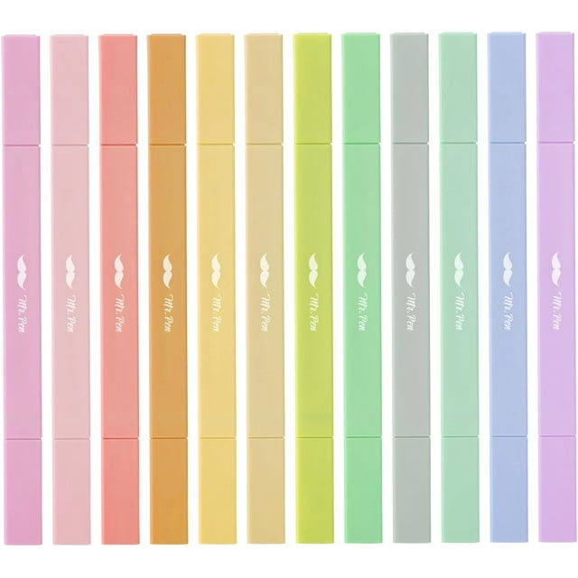 facai-- Surligneurs Esthétiques à Double Pointe, Lot de 12, Biseau & Pointes Fines, Couleurs Pastel, Mignons Surligneurs Couleurs Assorties, Mignons Surligneurs pour l'École, Ensemble Surligneur, Surligneurs Pastel