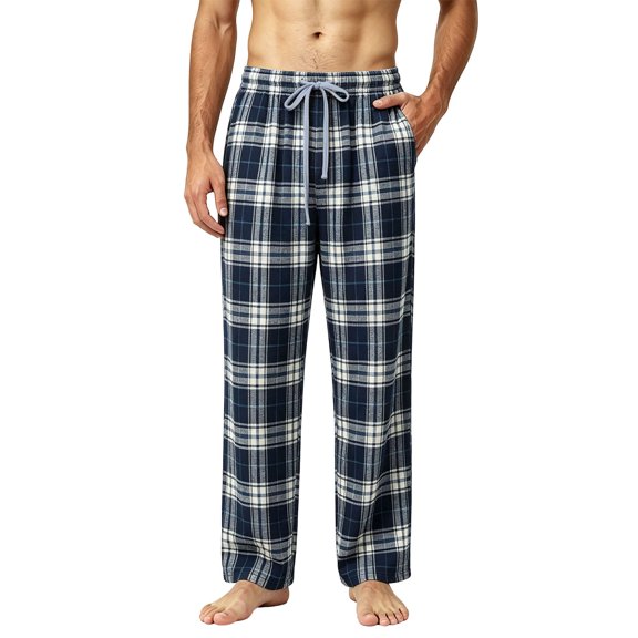 StSilkitty Mens Pajama Pants Plaid Elastic Waist Drawstring Lounge Pants Lightweight Sleepwear Trousers with Pockets