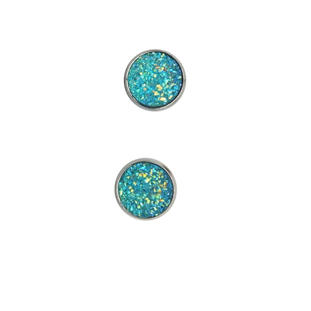 Boucles d'Oreilles 12mm Druzy Étoiles Stylées Forme Ronde Robustes en Acier Inoxydable Boho Percées Bijoux Élégants pour Femmes Filles Type3 3
