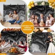 Black Marble Backdrop for Photoshoot,Photography Photo Studio Background Wall Backdrop,Vintage Abstract Grey Fluid Aesthetic Back Drop Banner Panel for Portraits Wedding Party Live Streaming 7x5Ft