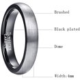 thumbnail image 5 of 4mm Silver Black Men's Wedding Band Two-Tone Tungsten Rings Brushed Finish Dome Style, 5 of 6