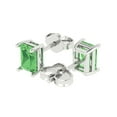 thumbnail image 2 of 14K Solid Gold Push Back Stud Earrings for Women | 2 cttw Emerald Cut Simulated Green Diamond | White Gold, 2 of 4