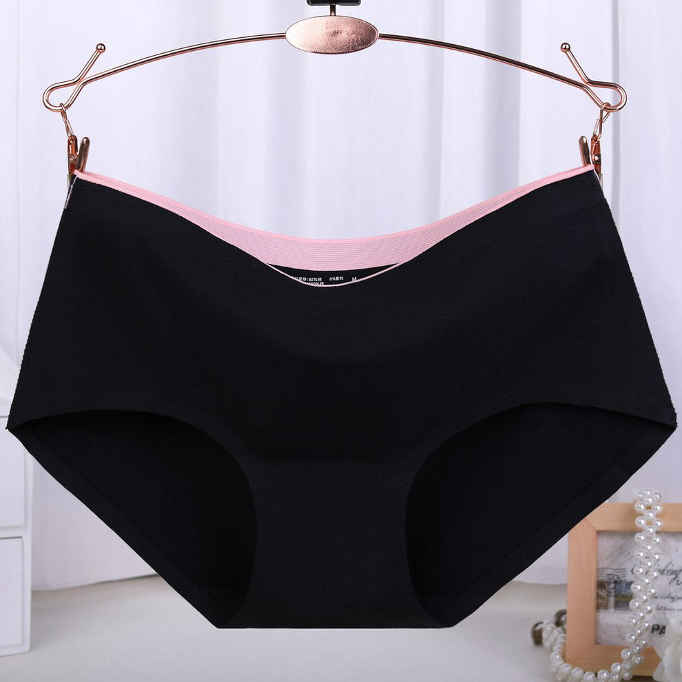 Women Panties Underwear Lingerie Ice Silk Briefs Seamless High Waist Underpants 