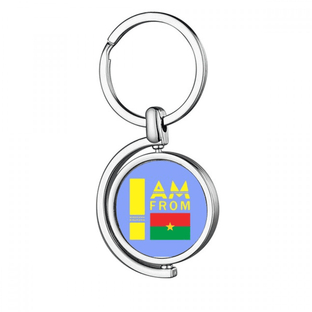 I Am From Burkina Faso Art Deco Fashion Rotating Keychain Metal Keyring Holder