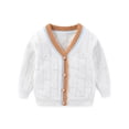 thumbnail image 4 of CAICJ98 Toddler Baby Boys Cardigan Little Boys V-Neck Cotton Sweater Long Sleeve Jacket Knit Button Up for Fall Winter (White,5-12 Months), 4 of 5