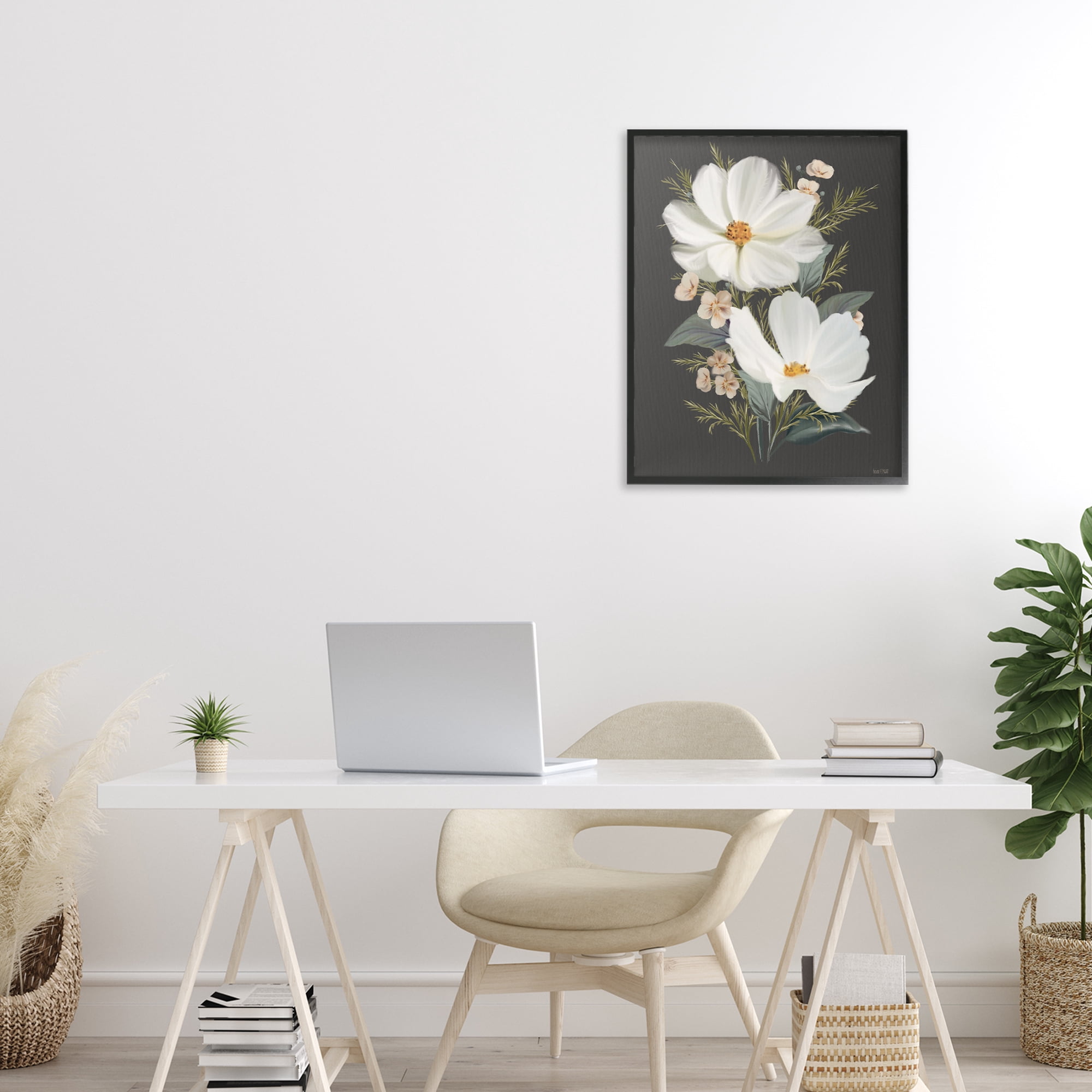 Stupell Industries Old Lace Cosmos Black Framed Giclee Art, design by House Fenway