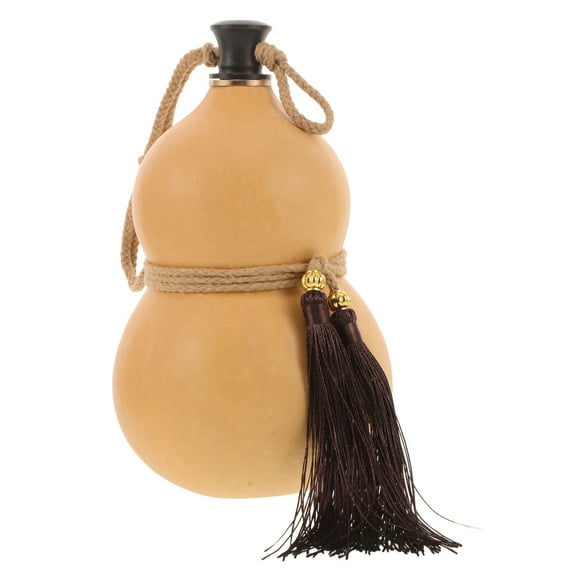 UPKOCH Gourd Drinking Bottle Wood Khaki Traditional Style present Item 1Set
