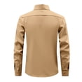 thumbnail image 4 of Domuza Men's Long Sleeve Button Up Stretch Dress Shirt Modern Slim Fit Wrinkle-Free Wedding Formal Shirts Khaki 2XL, 4 of 6