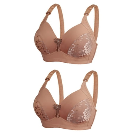 Nursing Bras Women Convertible Bra Feature V-Neck Demi & Balconette Bra Style W-1345 Hook and Eye Closure Racerback Bras Brown XL