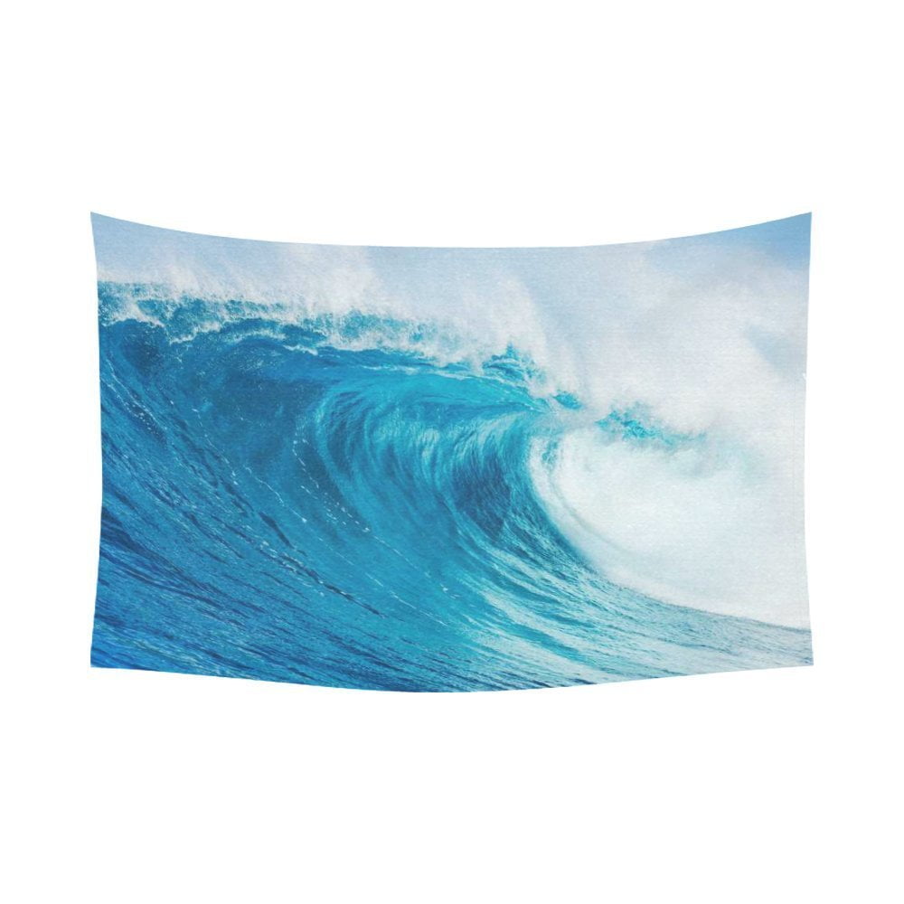 GCKG Huge Blue Ocean Wave Tapestry Wall Hanging Tropical Sunmer