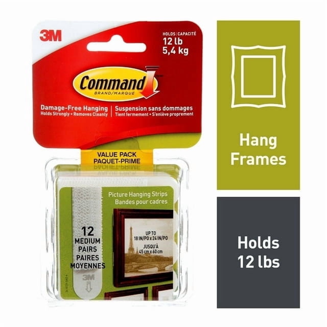 Command™ Picture Hanging Strips 17204-12EF, Medium, Value Pack
