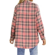 Fantaslook Plaid Flannel Shirts for Women Oversized Long Sleeve Button Down Shirts Blouses Tops