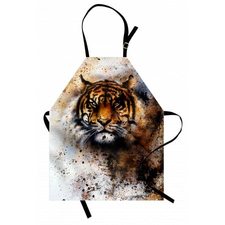 

Tiger Apron Wild Beast Looking Straight into the Eyes of the Viewer Angry Looking Panthera Tigris Unisex Kitchen Bib Apron with Adjustable Neck for Cooking Baking Gardening Multicolor by Ambesonne
