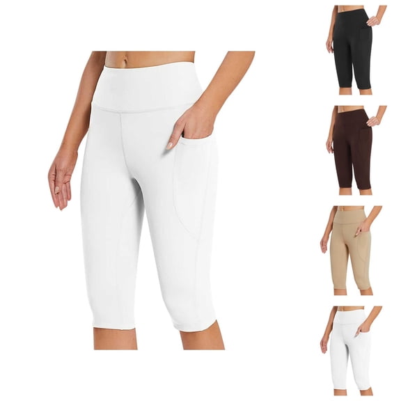 Yoga Capris with Pockets High Waist Tummy Control Training Pants Abdomen Compression Running Cropped Tights for Women Fitness