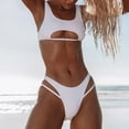 thumbnail image 6 of Women Sexy 2pcs Bikini Set Scoop Neck Cutout Bra Crop Top Swimsuit Cheeky Bottom High Cut Solid Color Beach Bathing Suit, 6 of 19