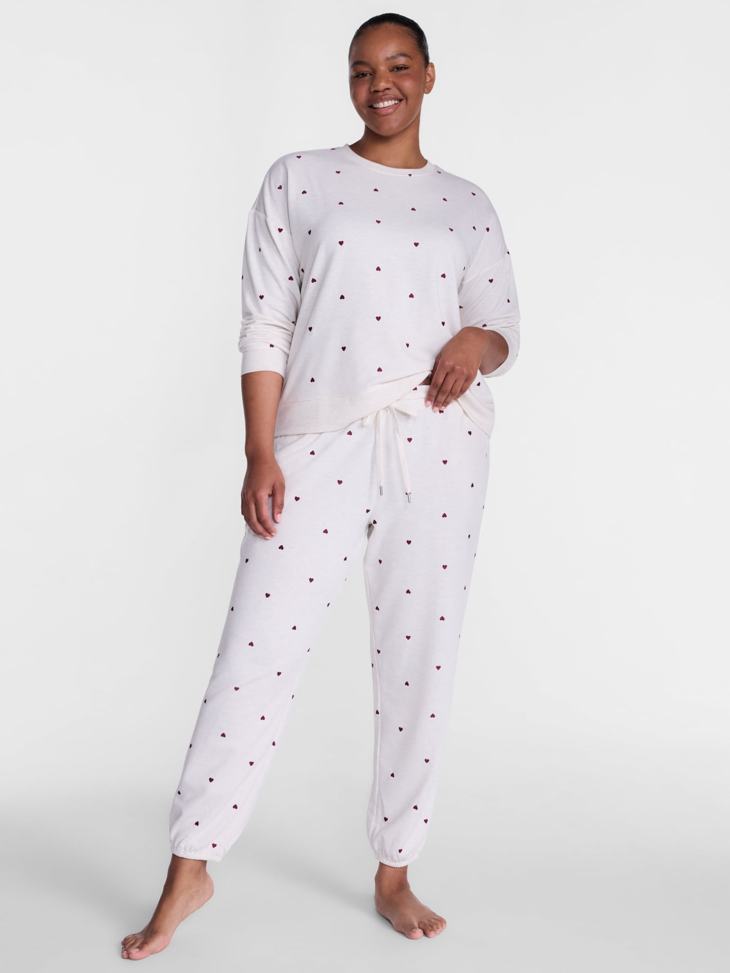 Joyspun Women's Fleece Sleep Pull On Jogger with Embroidery, Sizes XS to 3X