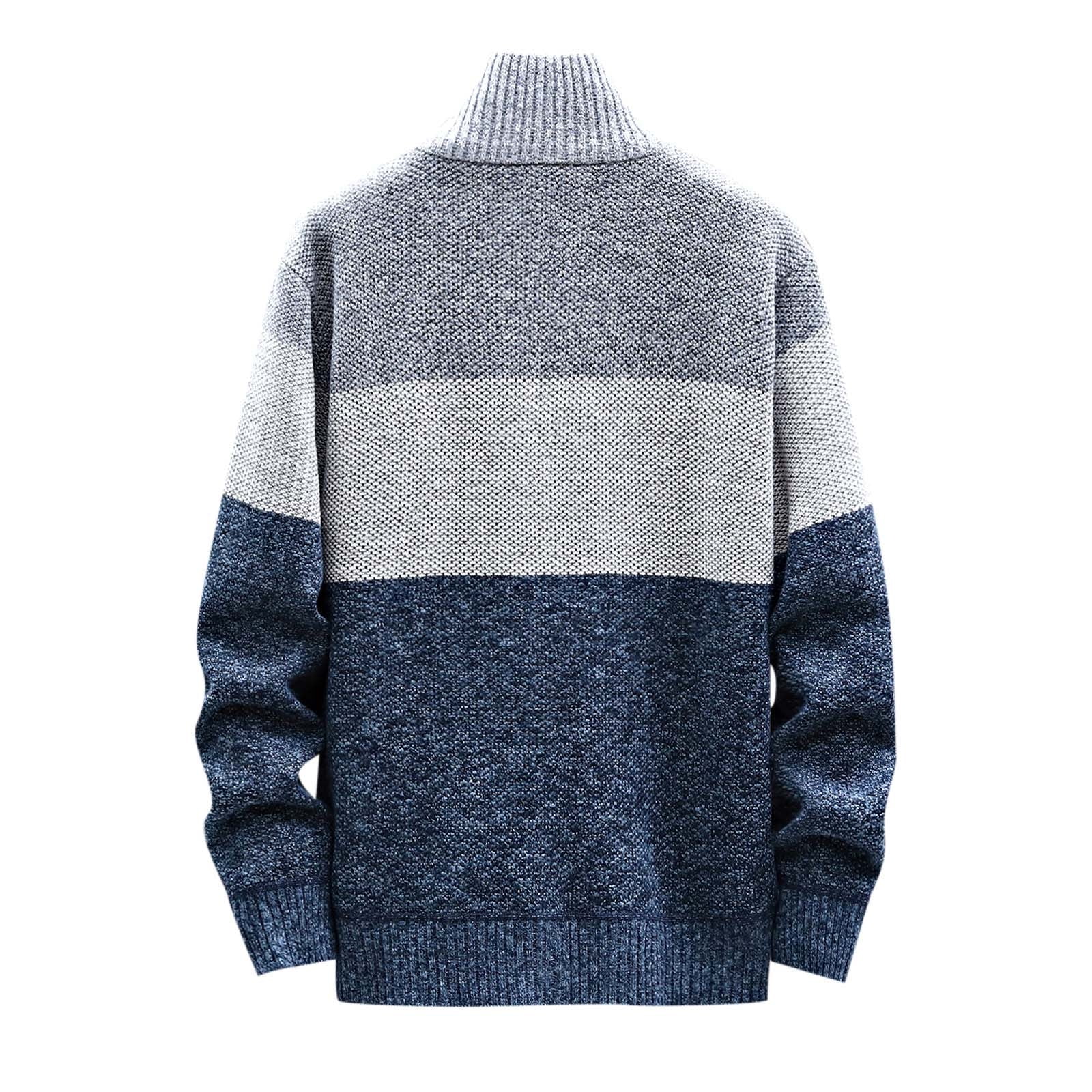 Men's Cardigan Sweaters Full Zip Up Stand Collar Slim Fit Casual