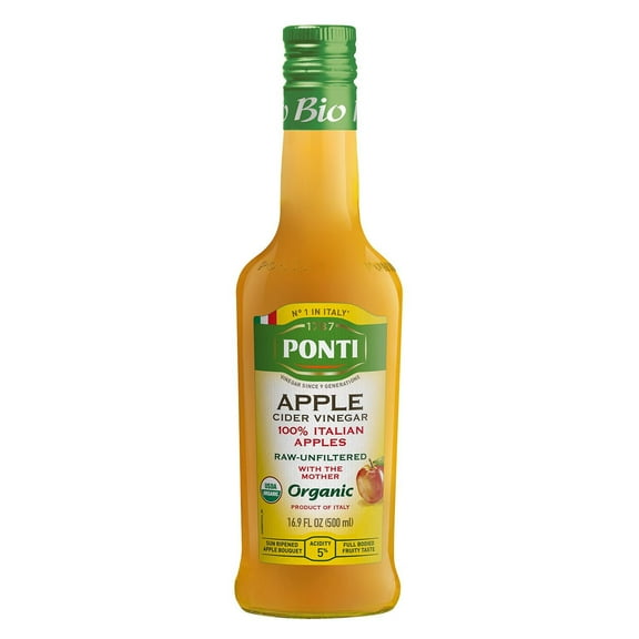 PONTI 100% Italian ORGANIC Apple Cider Vinegar, 16.9 fl oz