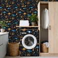 thumbnail image 4 of Peel and Stick Wallpaper Blue Gold Mushrooms Floral Botanical Dark Glowing Wall Mural 17.7in x 9.8ft Self Adhesive Removable Wall Paper Renter Friendly Wallpaper for Nursery Bedroom Cabinets, 4 of 8