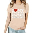 thumbnail image 1 of TIMIFIS Saint-Valentin Hauts à Manches Courtes pour Femmes Mode Décontractée Col Rond J'aime Mes Petits Amis Imprimé Col Rond Tee Chemise Hauts, 1 of 3