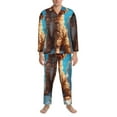 thumbnail image 3 of Honeii Cartoon Cloud Puppy Pattern Mens Pajamas Set,2pcs Men's Lounge Long Sleeve Sleep Shirt and Pajama Bottoms Sleepwear Set,Mens Pjs Sets-Medium, 3 of 7
