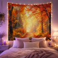 thumbnail image 2 of Autumn Forest With Vibrant Foliage on a Sunlit Dirt Path, Serene Rustic for Nature Lovers, Forest Wall Decor Art, Housewarming Gift, Tapestry Wall Hanging for Living Room and Bedroom, 2 of 7